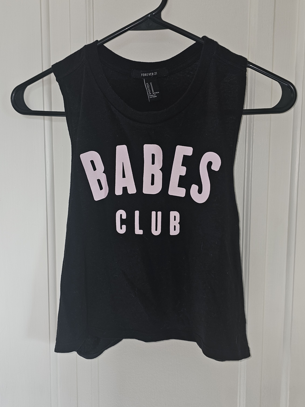 Forever 21 Black Crop Tank with Pink "BABES CLUB" Graphic